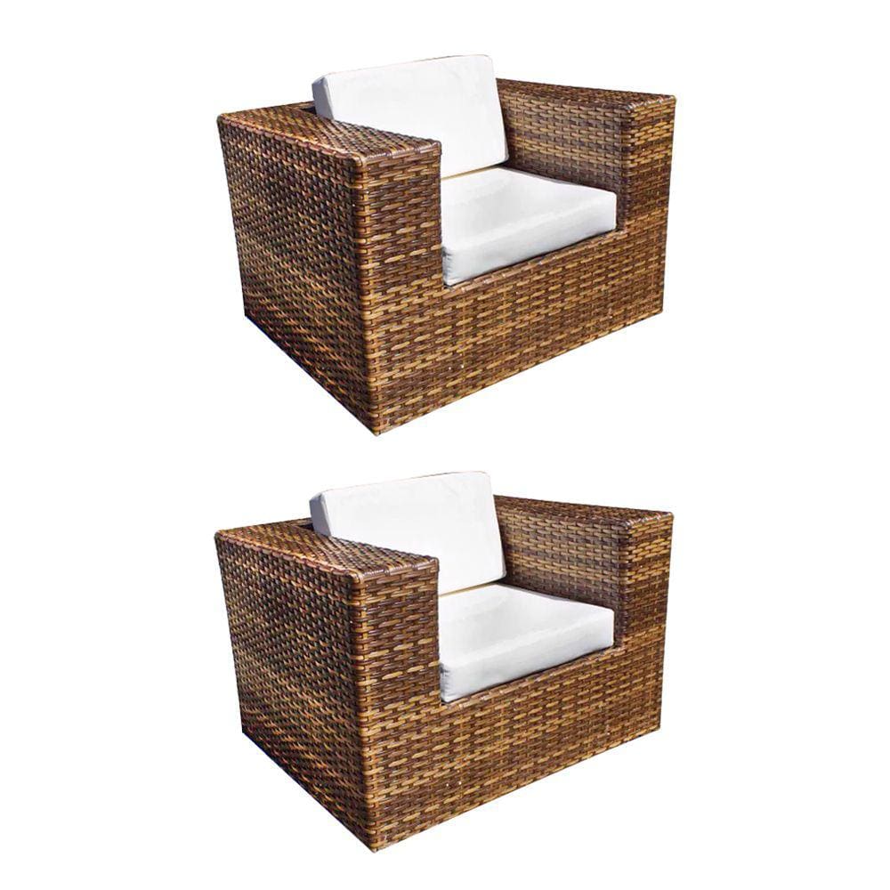 Kit 2 Poltronas Quadradas em Junco Copacabana - Imbuia