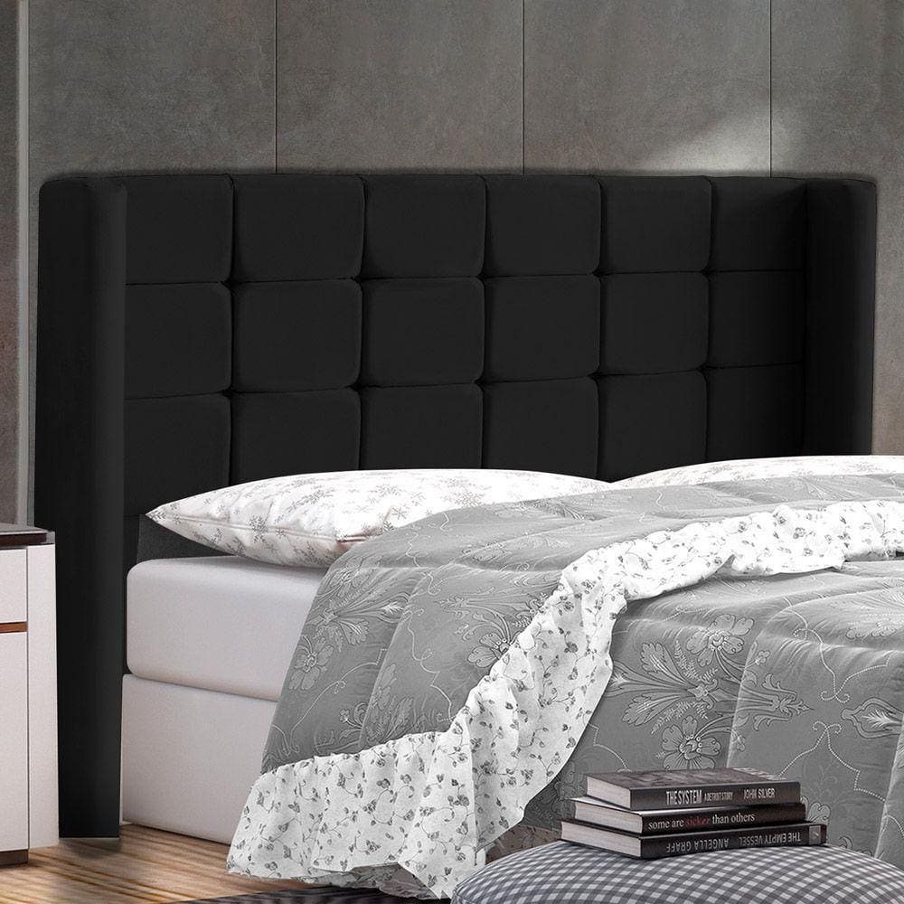 Cabeceira Cama Box Casal Queen Size Gioconda 160cm Com Frame Veludo Preto - Abmaza