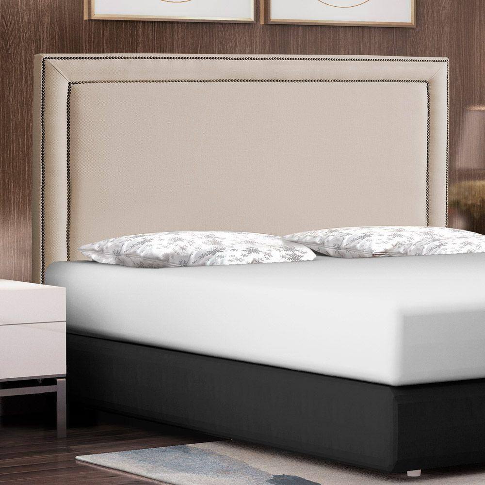 Cabeceira Cama Box Casal Queen Size Maísa 160cm Com Frame Veludo Bege - Abmaza