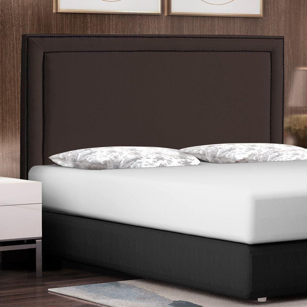 Cabeceira Cama Box Casal Queen Size Maísa 160cm Com Frame Suede Marrom - Abmaza