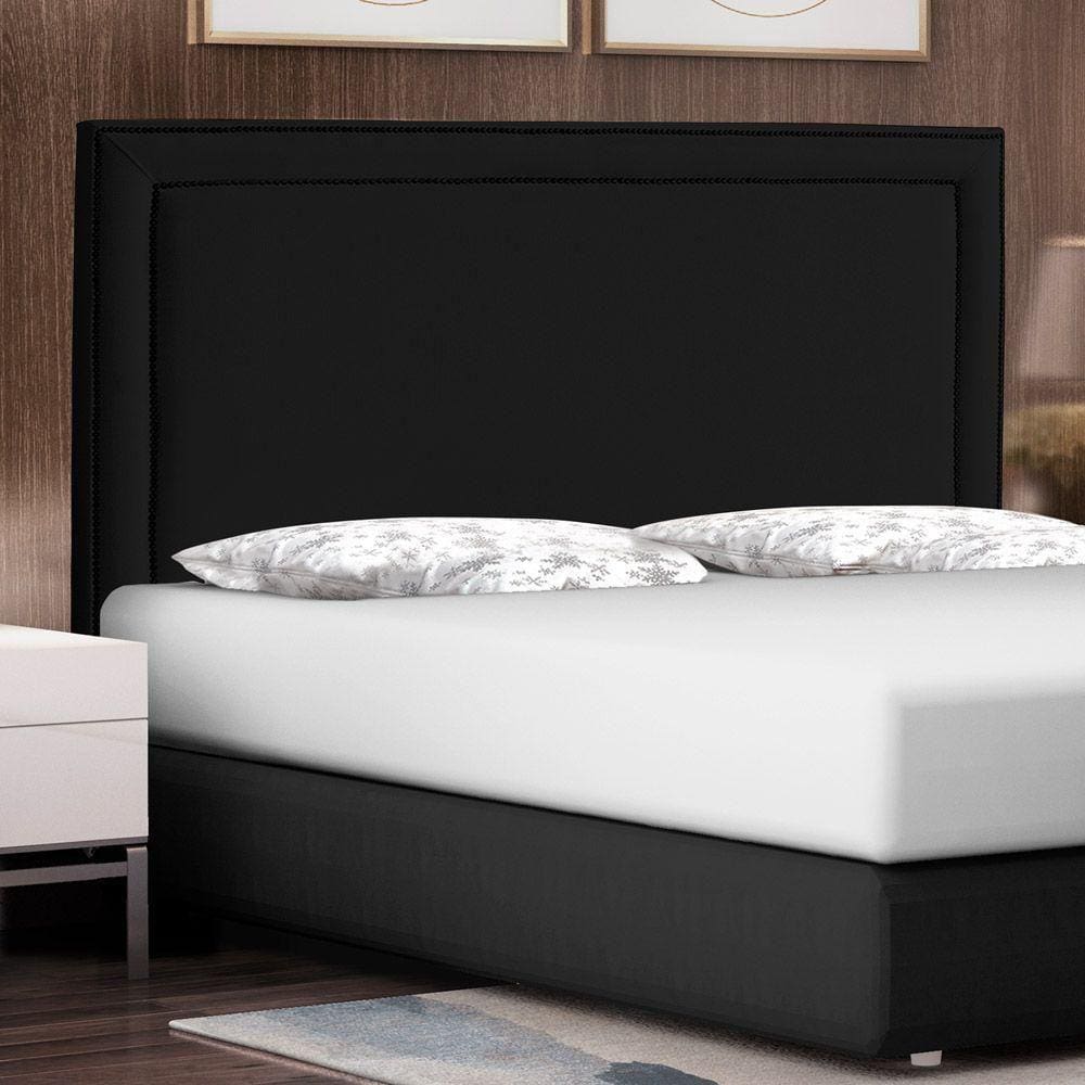 Cabeceira Cama Box Casal Queen Size Maísa 160cm Com Frame Suede Preto - Abmaza