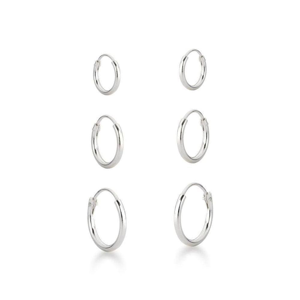 Kit Trio De Argolas Lisas Prata 925 Unissex