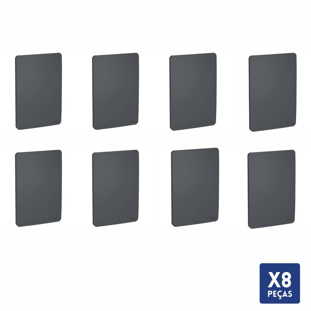 Kit 8 Placa 4X2 Cega Stellar Black Orion Schneider