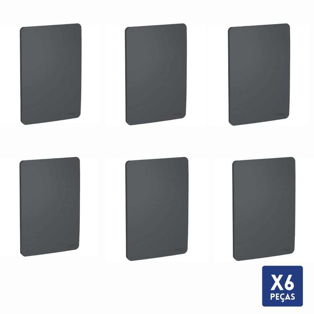 Kit 6 Placa 4X2 Cega Stellar Black Orion Schneider