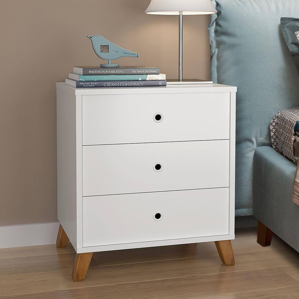 Mesa De Cabeceira 3 Gavetas Branco