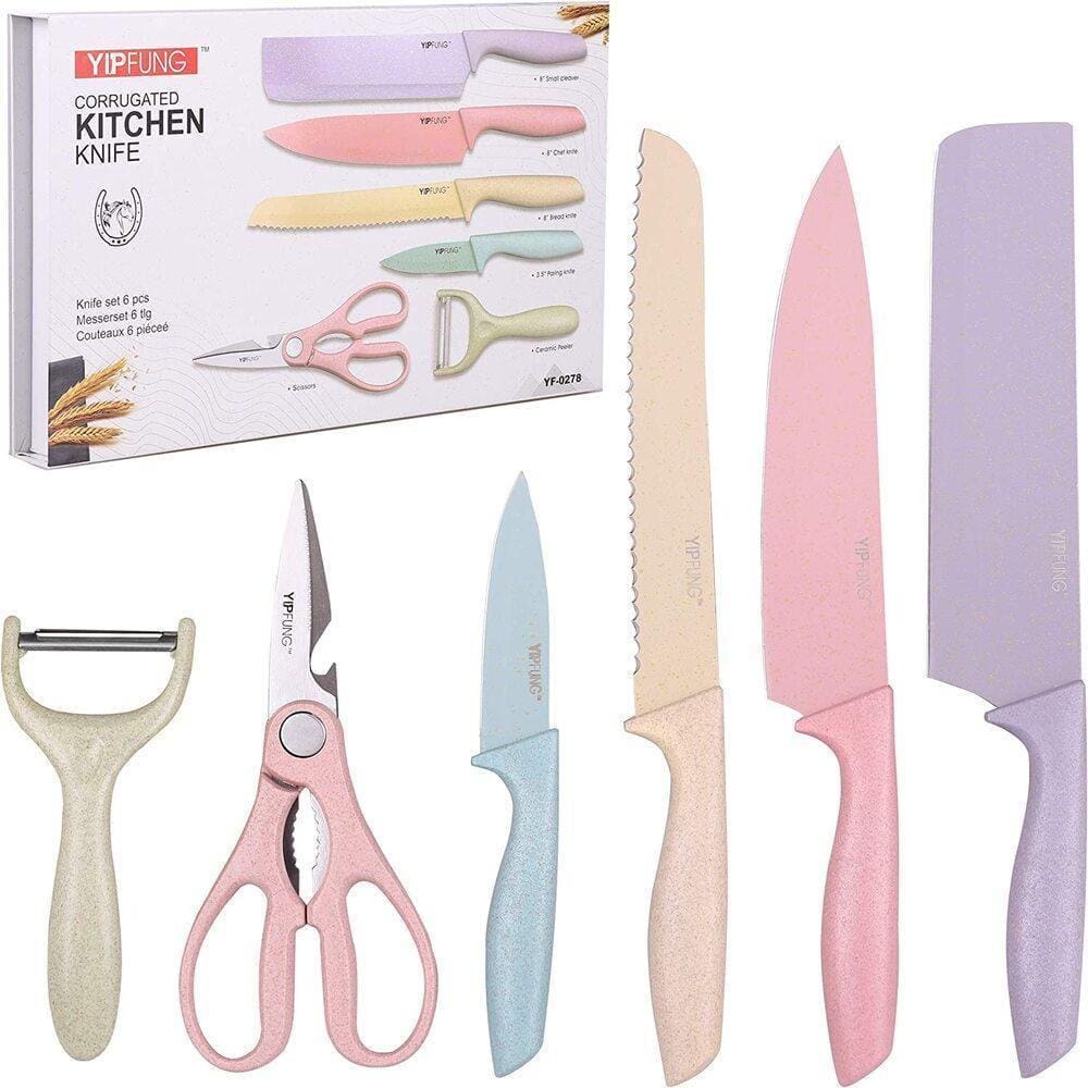 Conjunto Facas E Descascador Ceramica Tesoura Faqueiro Kit