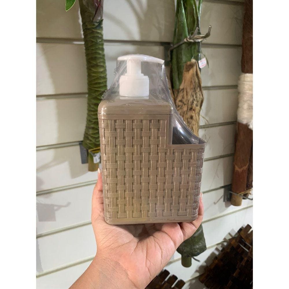 Porta Detergente E Bucha Com Dispenser Rattan