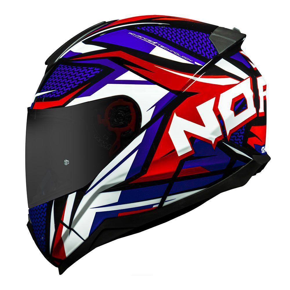 Capacete Norisk Razor Sharp Azul Vermelho e Branco