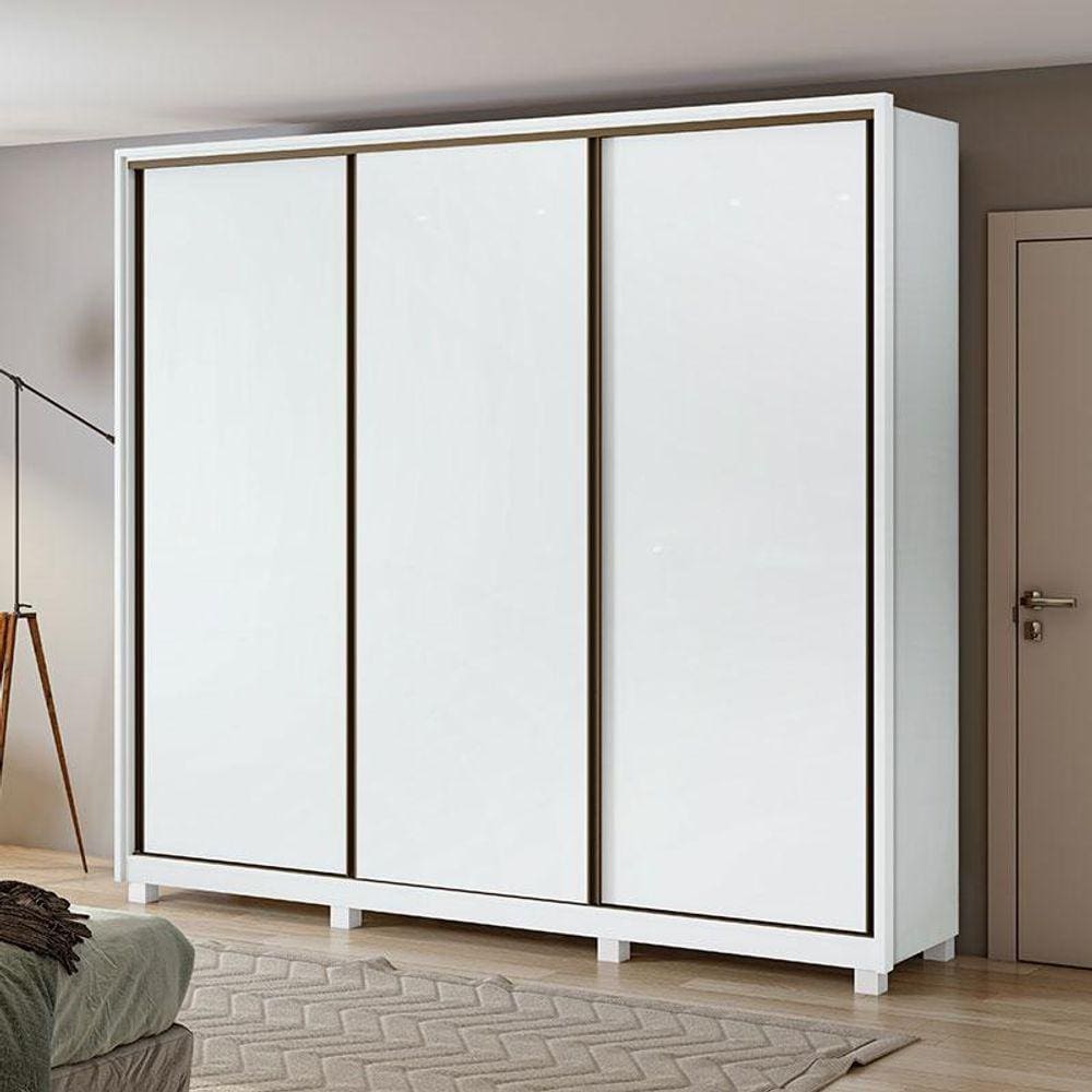 Guarda Roupa Casal Ambiente Spazio 270 Branco Brilho com Pés - Lopas