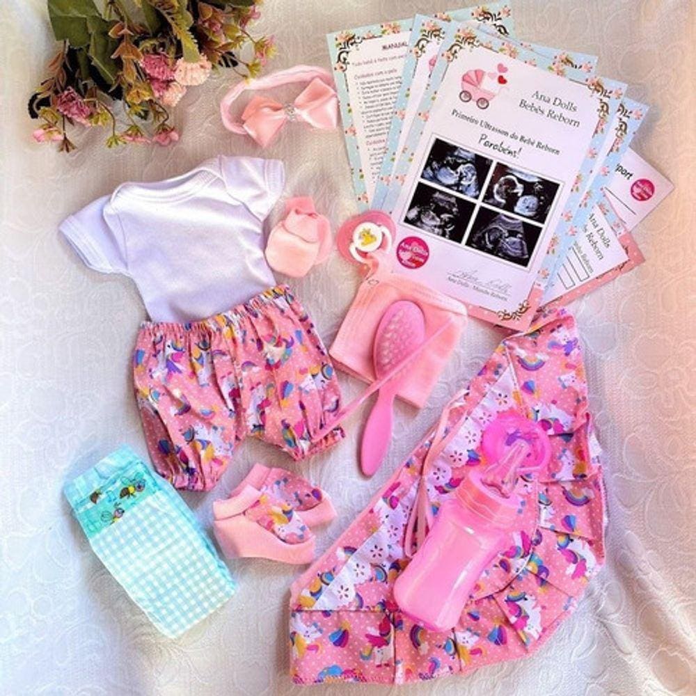 Saída Maternidade Body Short Para Bebê Reborn