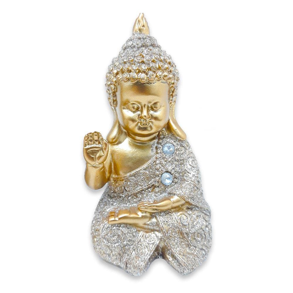 Baby Buda Tailandês Rezando Buda Acenando Brilhante 10 cm