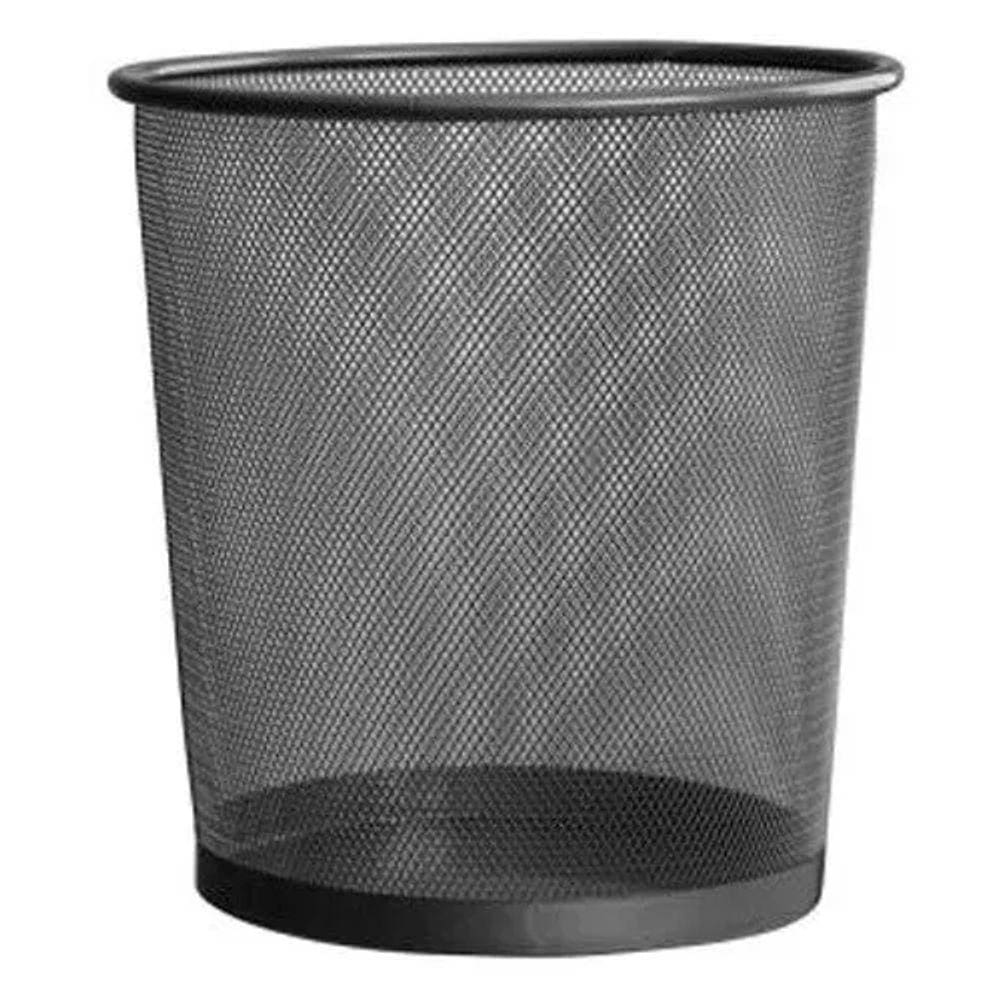 Cesto Lixeira Escritório Preto Telada Inox 8,5l 26x23x23cm