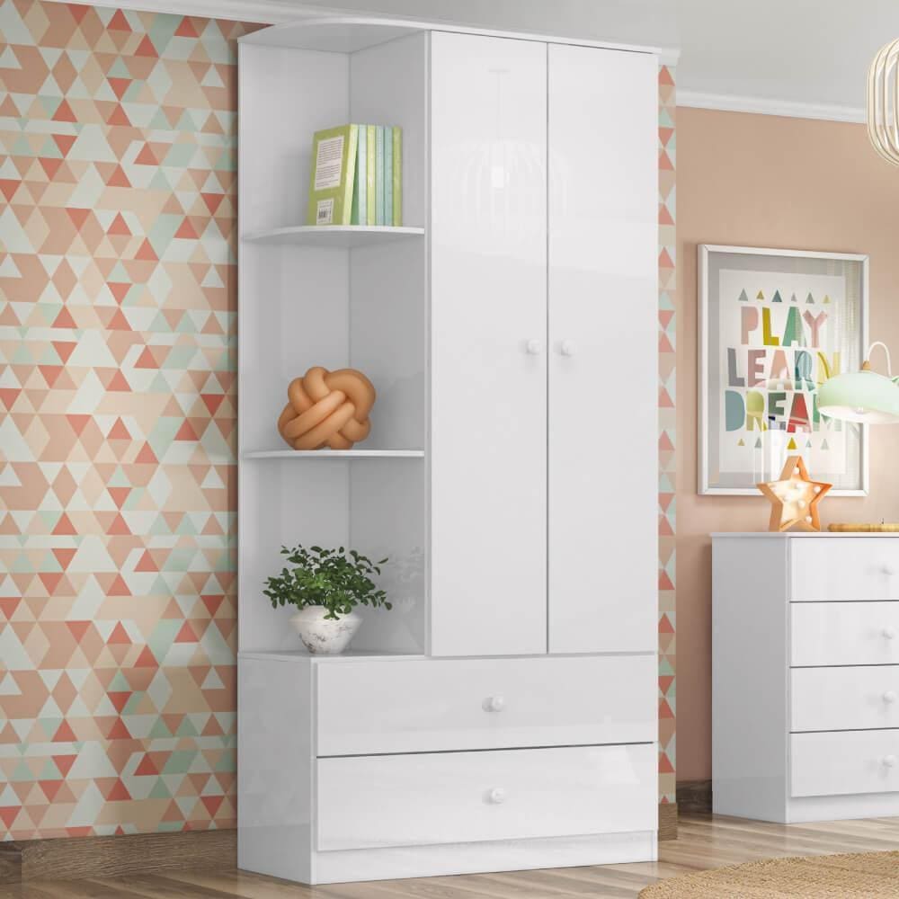 Guarda Roupa Labirinto com 2 Portas e 2 Gavetas - Branco