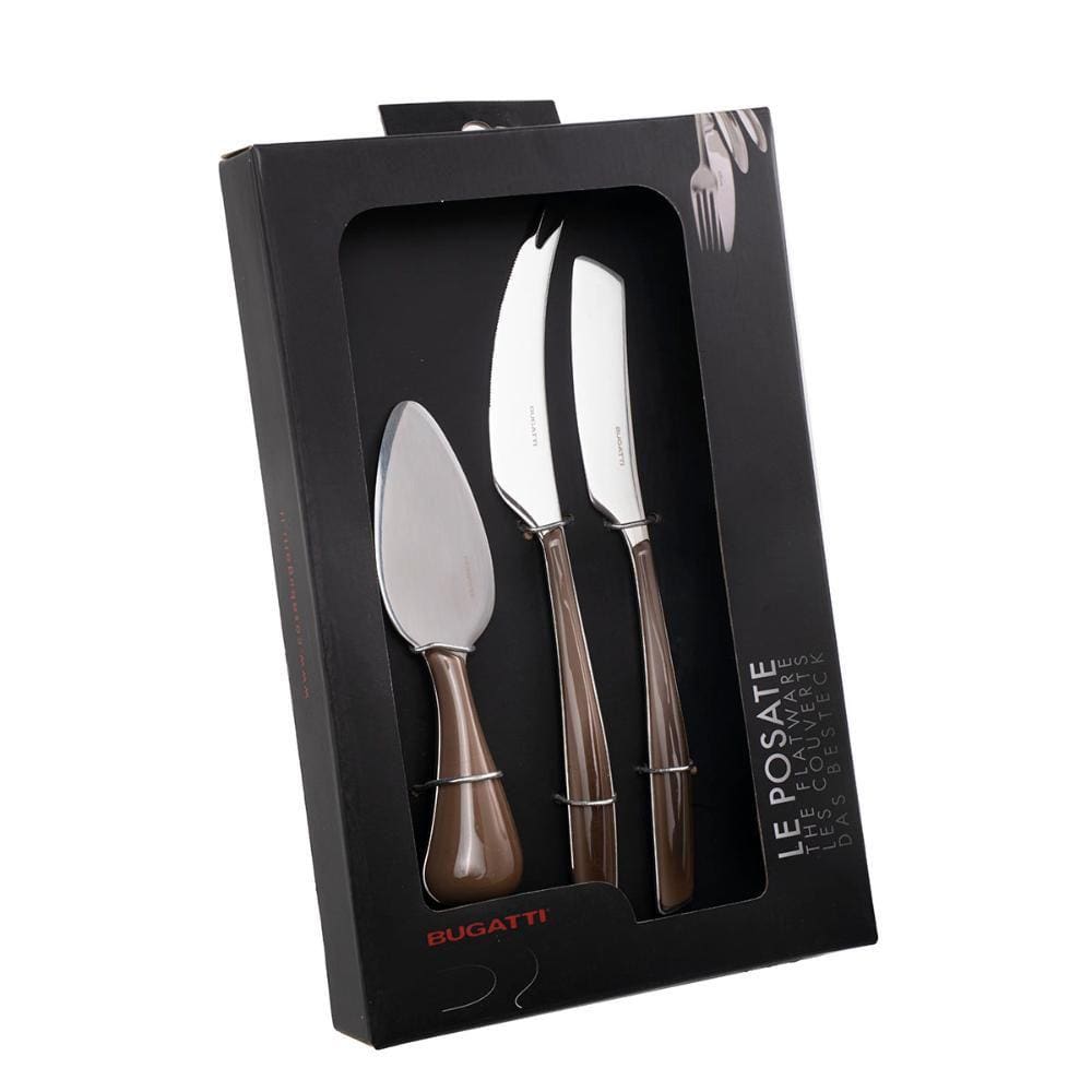Kit 3 Peças Queijo Faca Espátula Petisco Tabaco Luxo Bugatti