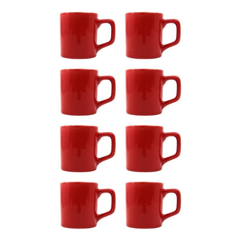 Kit 8 Mini Canecas Chá Vermelho 80mL Xícara Café Expresso
