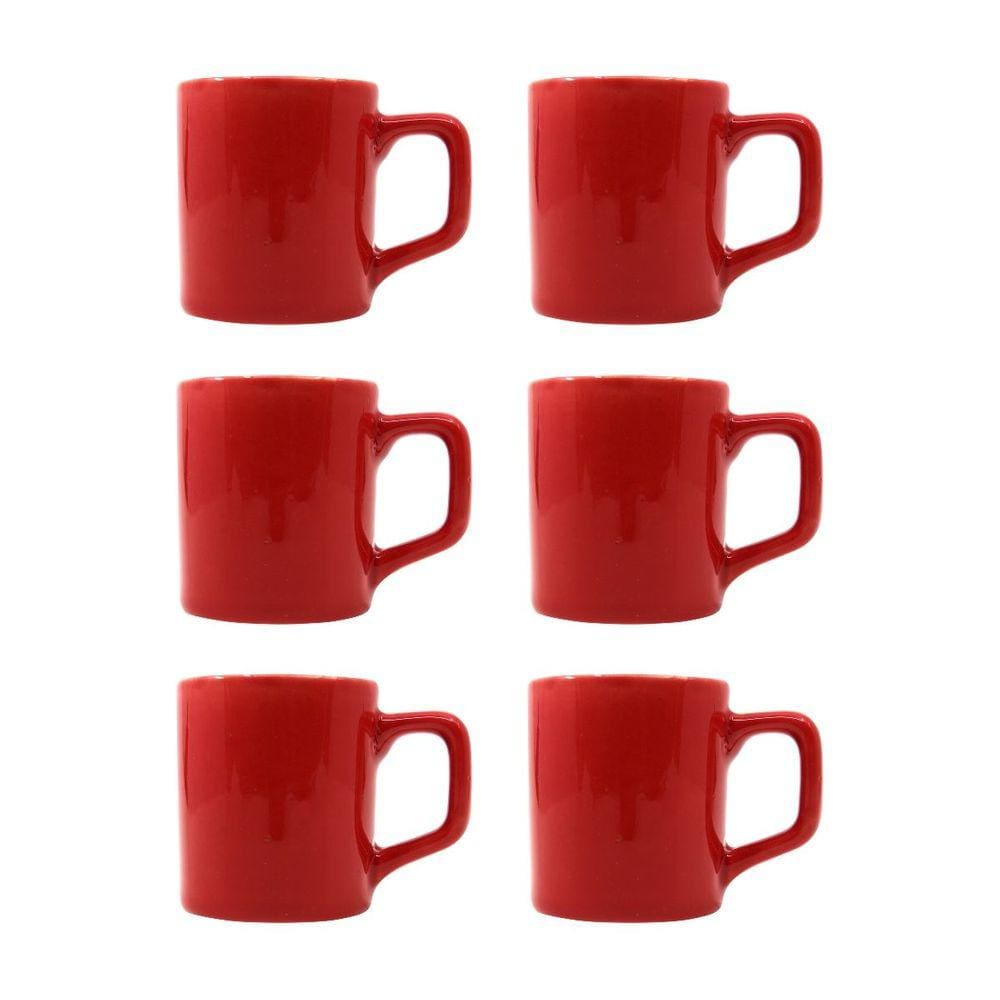 Kit 6 Mini Canecas Chá Vermelho 80mL Xícara Café Expresso