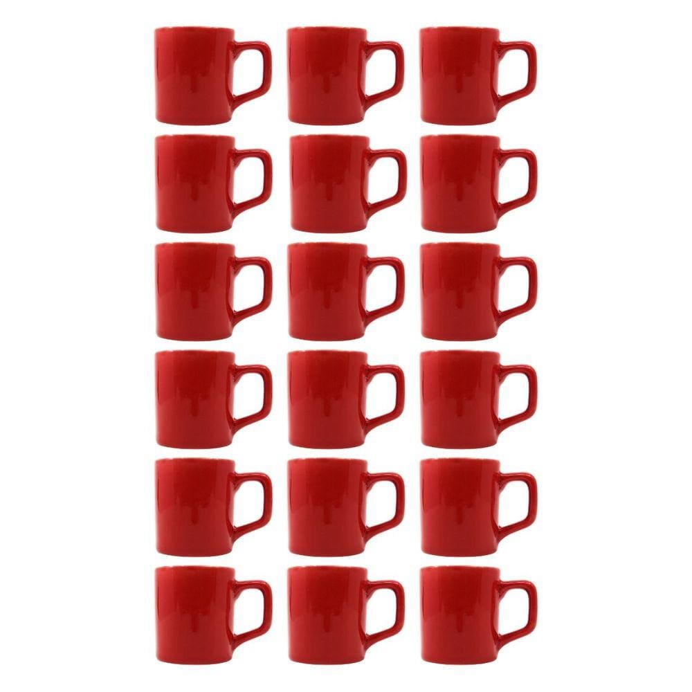 Kit 18 Mini Canecas Chá Vermelho 80mL Xícara Café Expresso