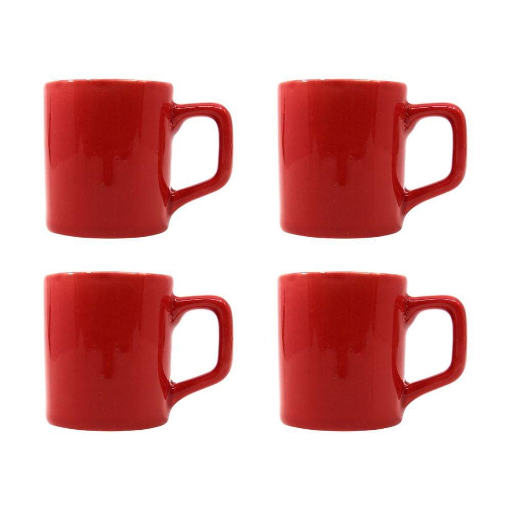 Kit 4 Mini Canecas Chá Vermelha 80mL Xícara Café Expresso