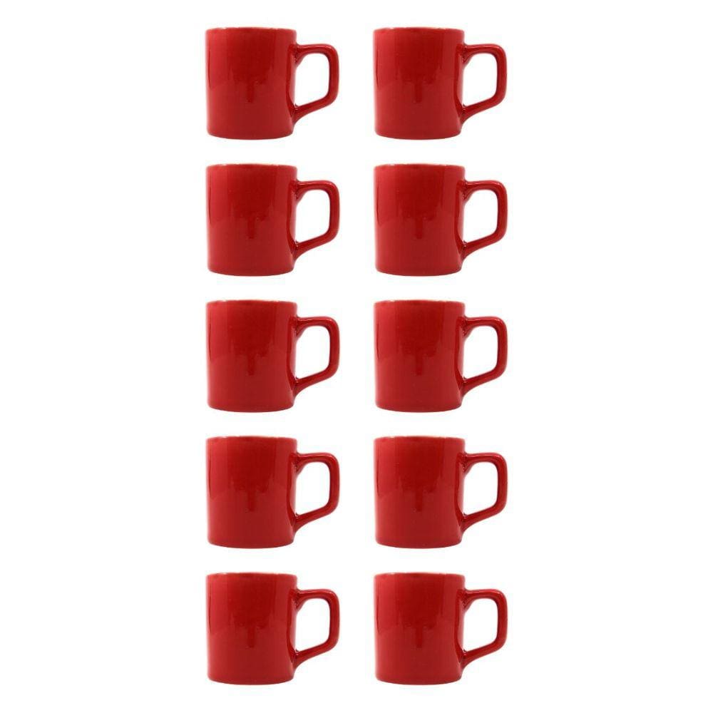 Kit 10 Mini Canecas Chá Vermelho 80mL Xícara Café Expresso