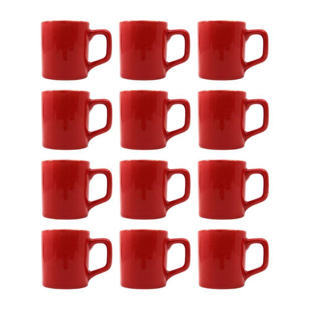 Kit 12 Mini Canecas Chá Vermelho 80mL Xícara Café Expresso