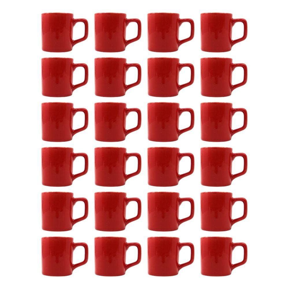 Conjunto Xícaras Café Cerâmica Vermelha Vibrante 80mL - 24un