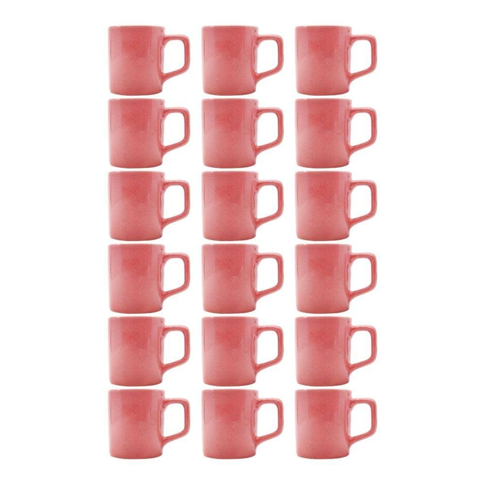 Conjunto Xícaras Café Cerâmica Rosa Vibrante 80mL - 18un