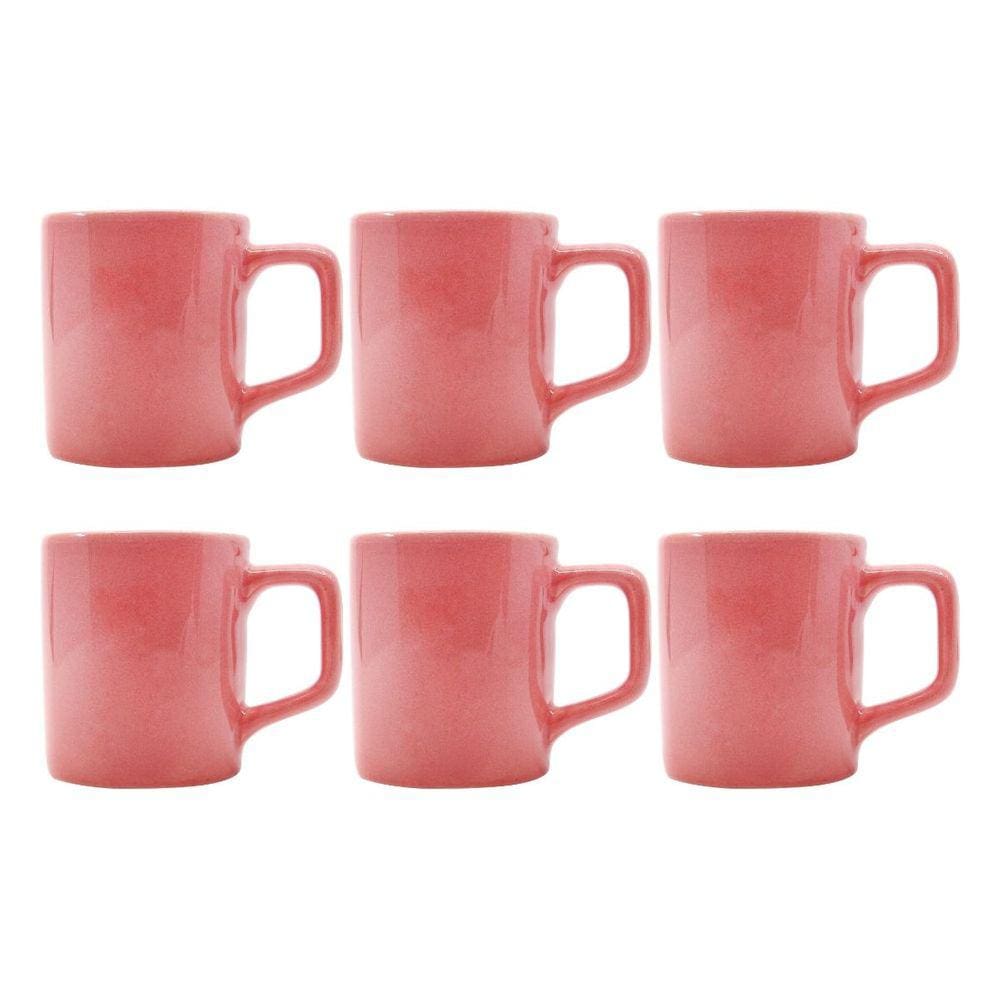 Conjunto Xícaras Café Cerâmica Rosa Vibrante 80mL - 6un