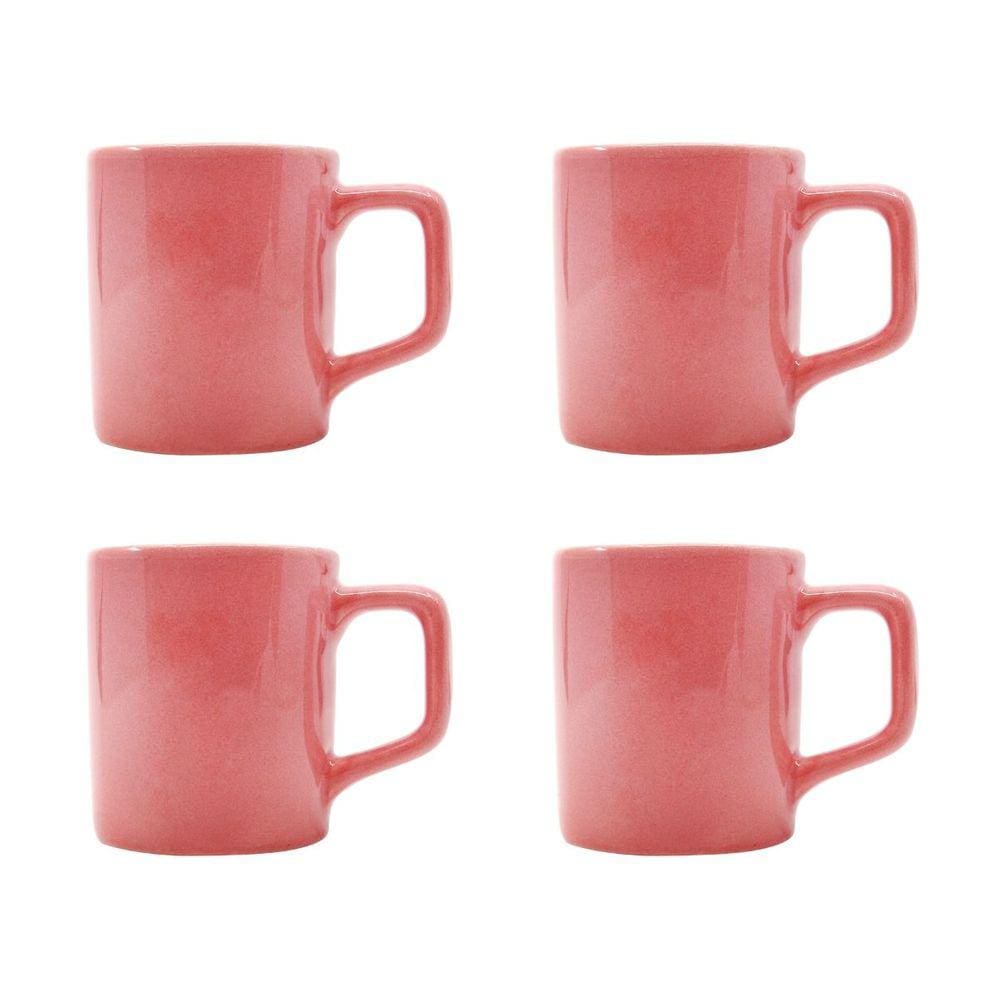 Kit 4 Mini Canecas Chá Rosa 80mL Xícara Café Expresso
