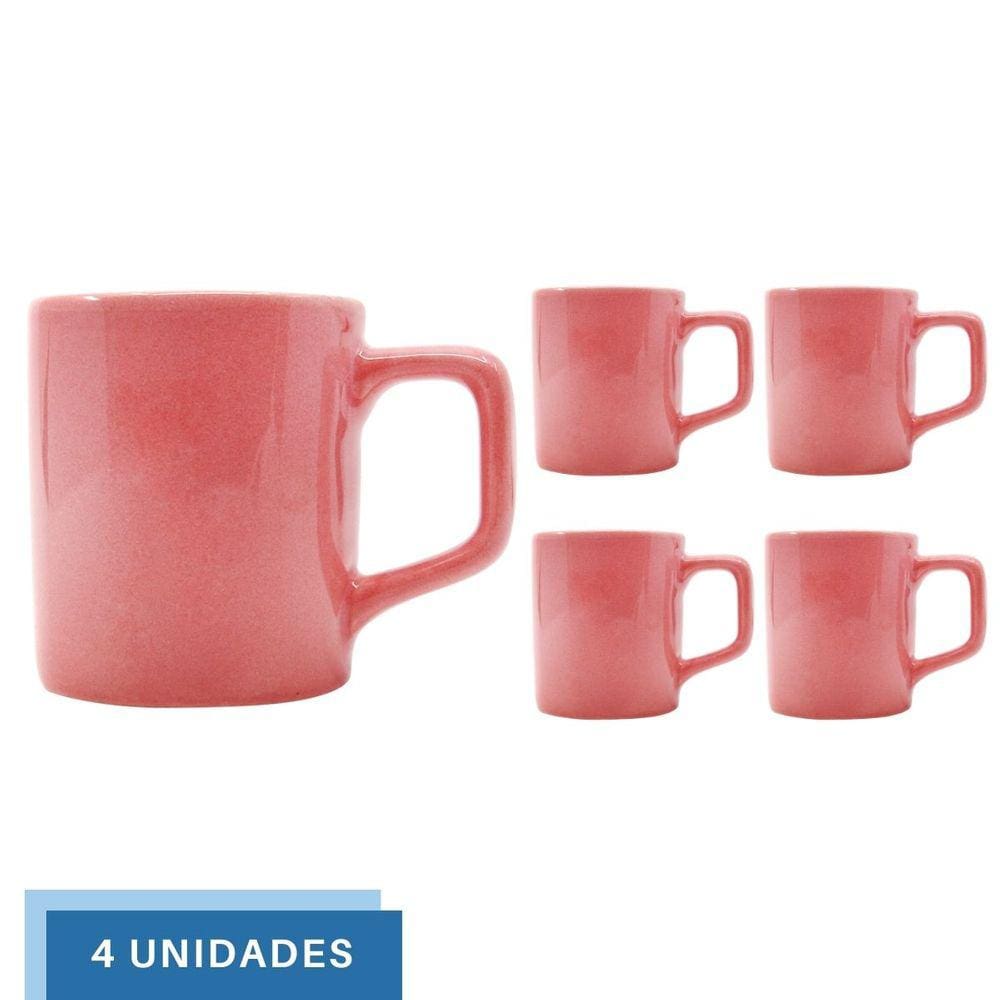Jogo 4 Xícaras 80mL Café Expresso Rosa Mini Canecas Chá
