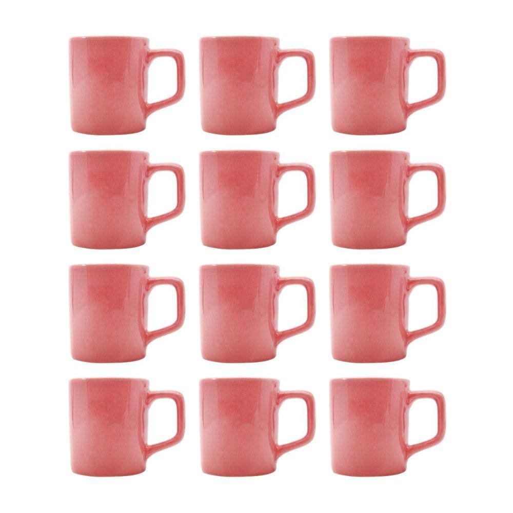 Kit 12 Mini Canecas Chá Rosa 80mL Xícara Café Expresso