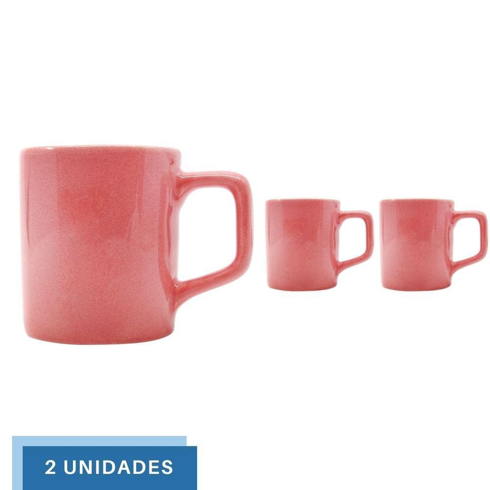 Jogo 2 Xícaras 80mL Café Expresso Rosa Mini Canecas Chá