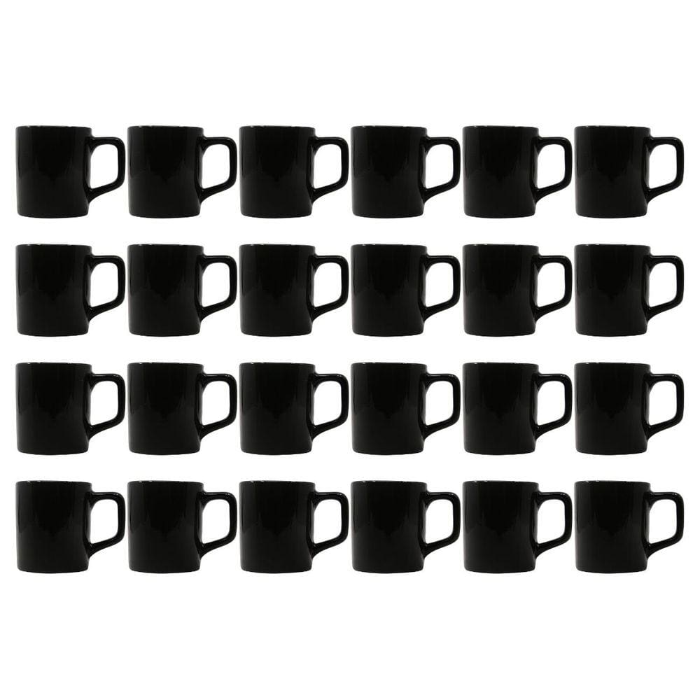 Conjunto Xícaras Café Cerâmica Preta Brilhosa 80mL - 24un