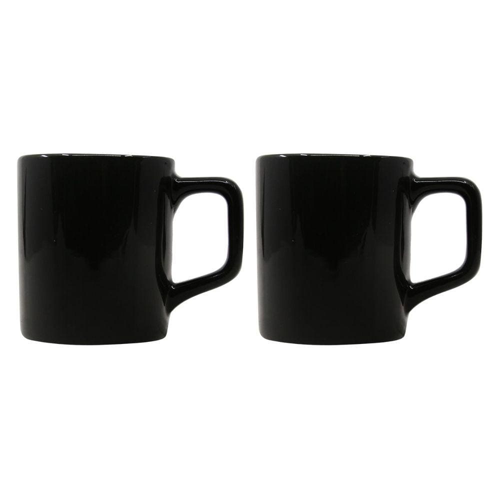 Conjunto Xícaras Café Cerâmica Preta Brilhosa 80mL - 2un