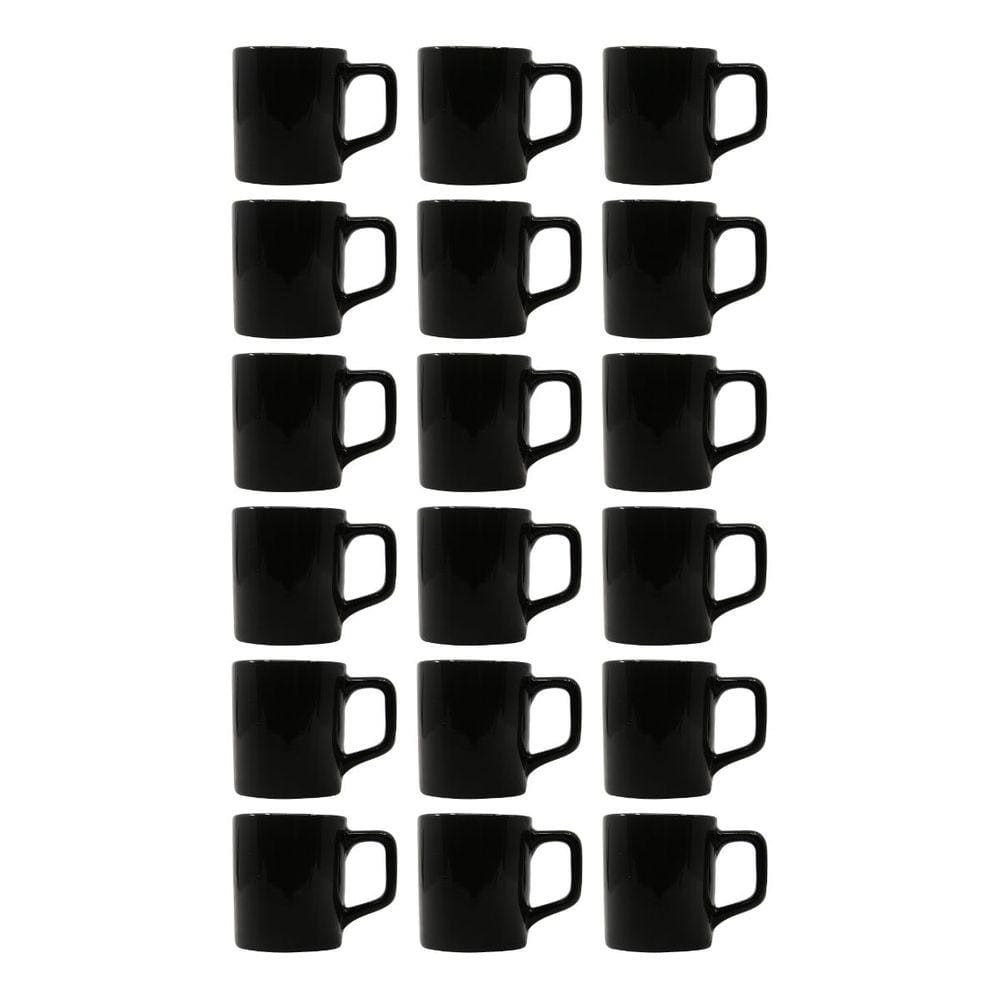 Conjunto Xícaras Café Cerâmica Preta Brilhosa 80mL - 18un