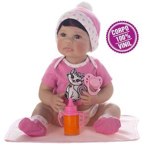 Boneca Bebê Reborn Laura Baby Dream Estrela Brinca, Chora e Ri