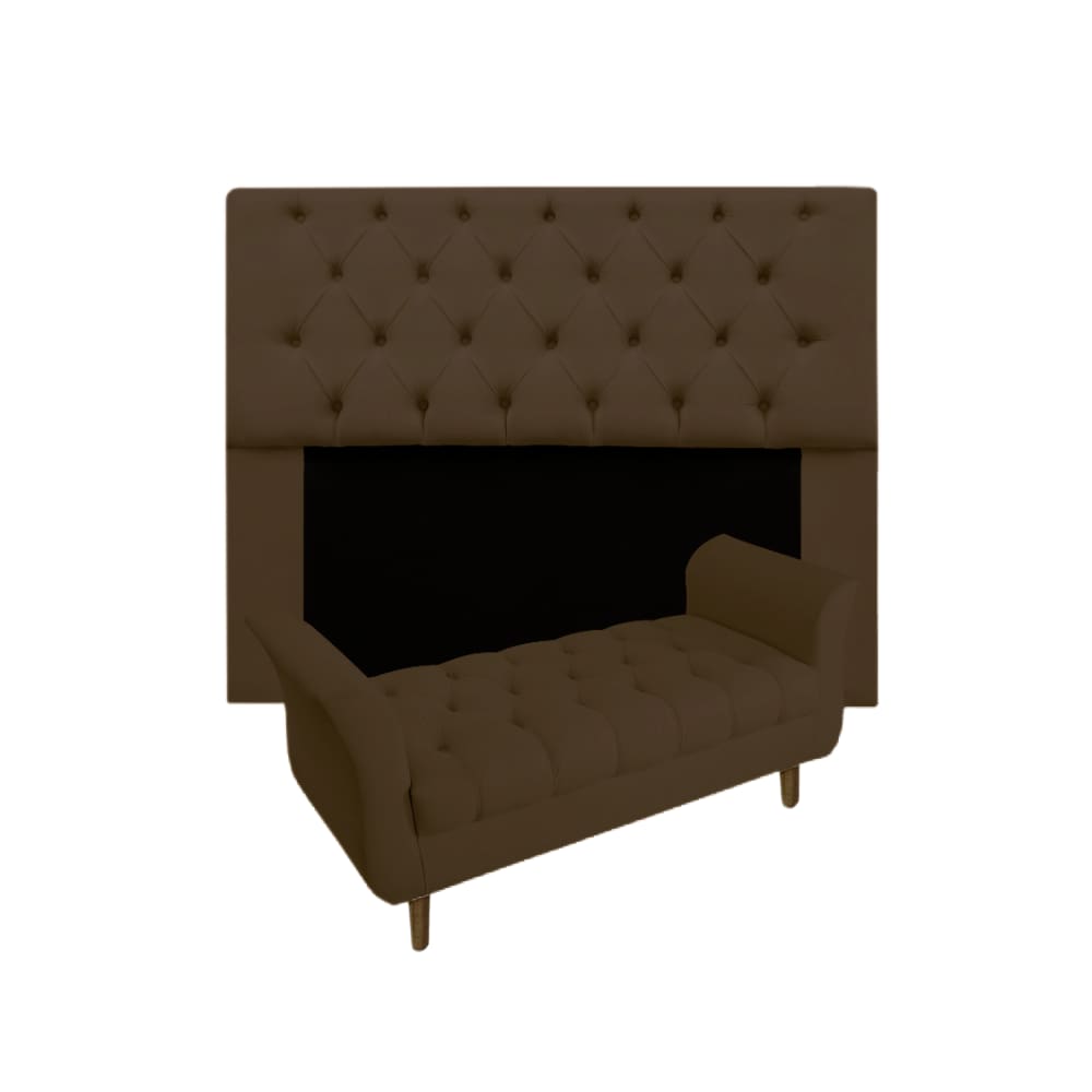 Conjunto Cabeceira Mirage Com Recamier Grécia King 195 cm Suede Marrom - LM DECOR