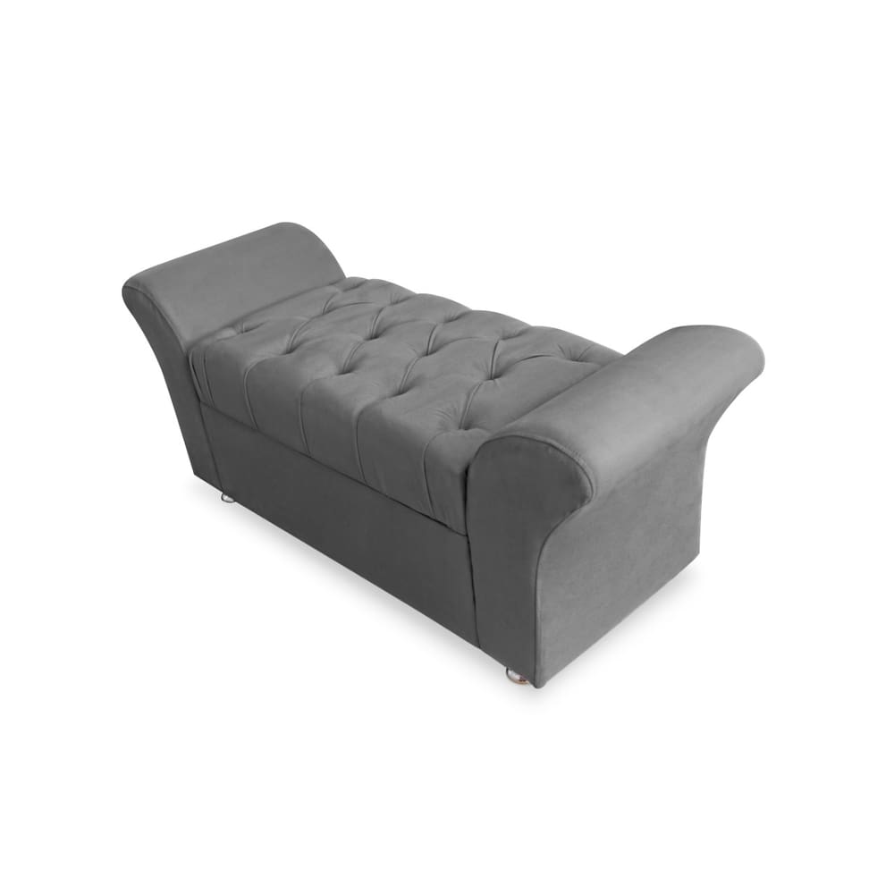 Calçadeira Baú Veneza Para Cama Queen 160 cm Suede Cinza LM DECOR