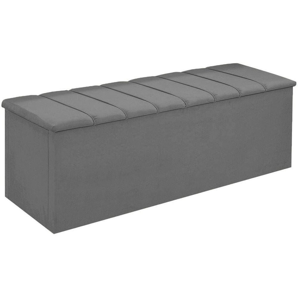 Calçadeira Baú Cancun Para Cama Box Queen 160 cm Suede Cinza - LM DECOR