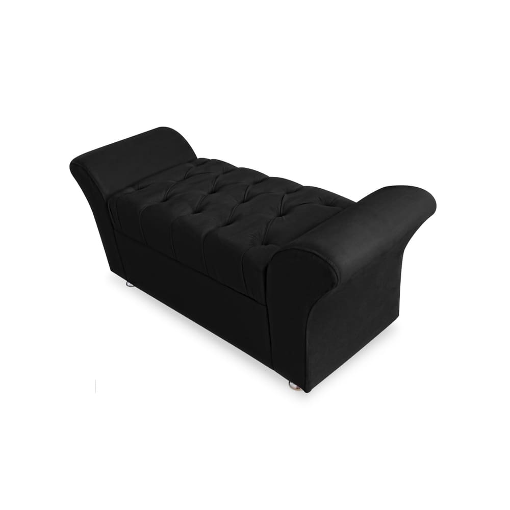 Calçadeira Baú Veneza Para Cama Queen 160 cm Suede Preto LM DECOR