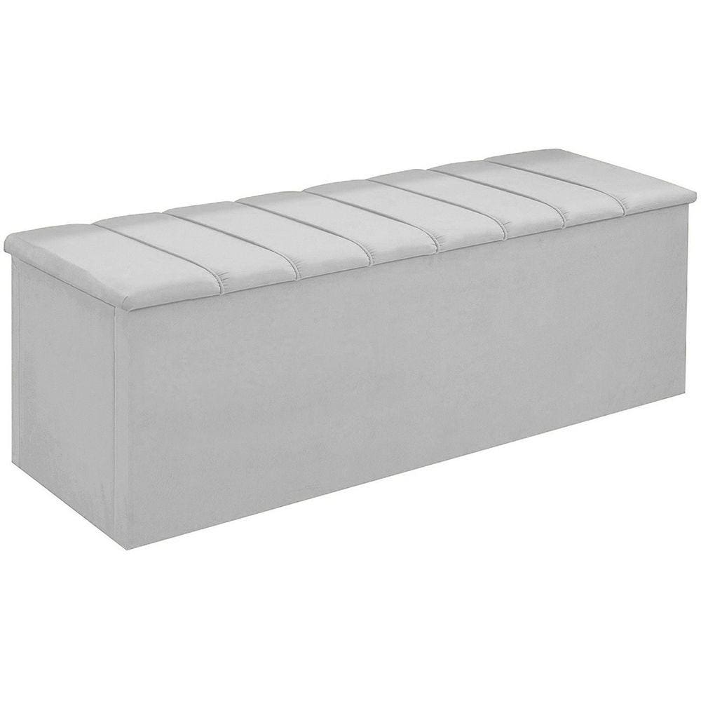 Calçadeira Baú Cancun Para Cama Box Solteiro 90 cm Suede Branco - LM DECOR