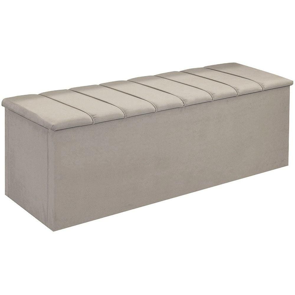 Calçadeira Baú Cancun Para Cama Box Queen 160 cm Suede Bege - LM DECOR