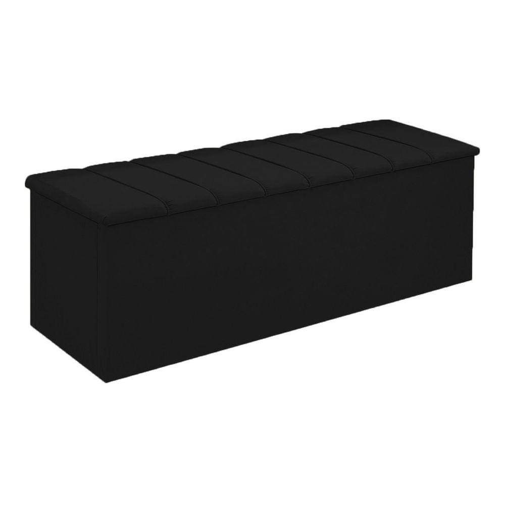 Calçadeira Baú Cancun Para Cama Box Queen 160 cm Suede Preto - LM DECOR