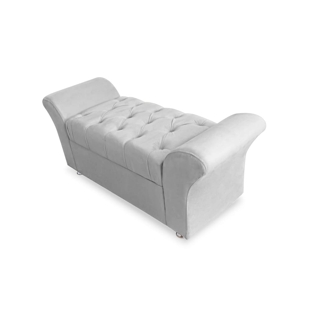 Calçadeira Baú Com Capitonê Veneza Cama Queen 160 cm Suede Branco LM DECOR