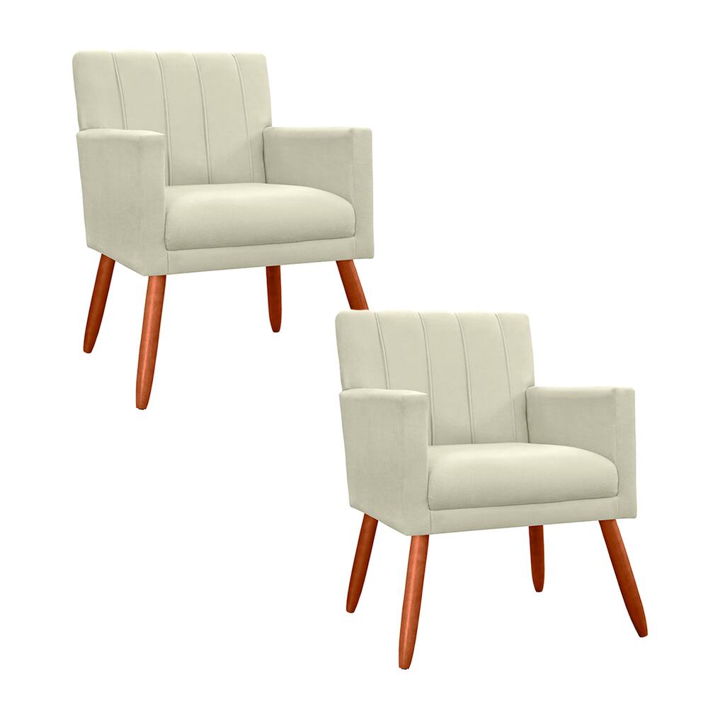 Combo 2 Poltronas Decorativa Para Consultório Escritório Cecília Corano Bege - LM DECOR