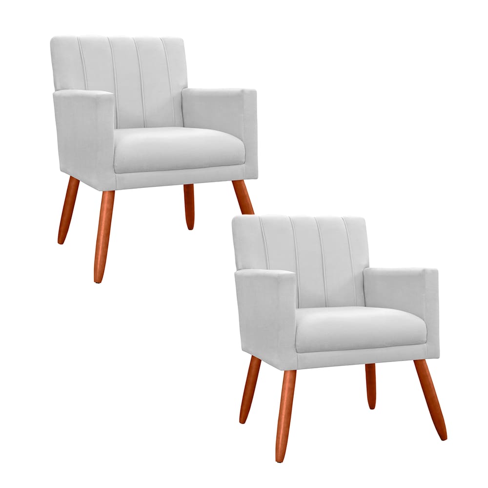 Jogo 2 Poltronas Decorativa Para Sala de Sala de Estar Cecília Corano Branco - LM DECOR