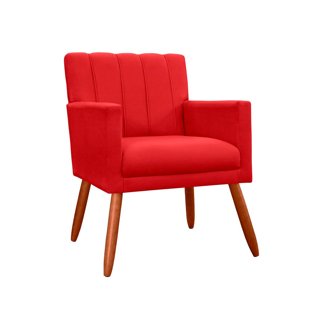 Poltrona Cadeira Estofada Para Hall de Entrada Cecília Suede Vermelho - LM DECOR