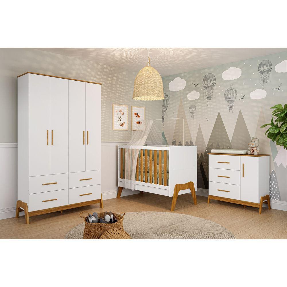 Quarto Completo Retro Bebê Moveis Peroba Guti berço 5x1