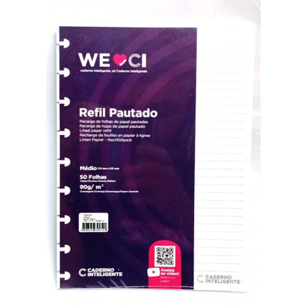 Refil caderno inteligente M pautado 50 folhas CIRM3003