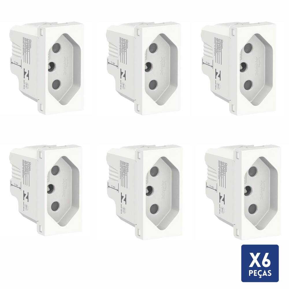 Kit 6 Modulo Tomada 2P+T 20A 250V Orion S70203104 Schneider