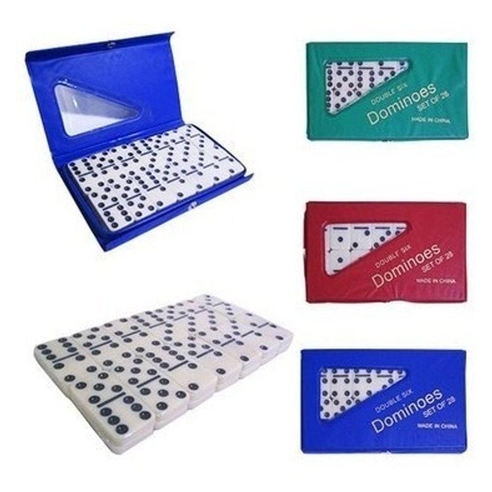 Jogo Domino Profissional Osso Colorido 28 Peças Com Estojo